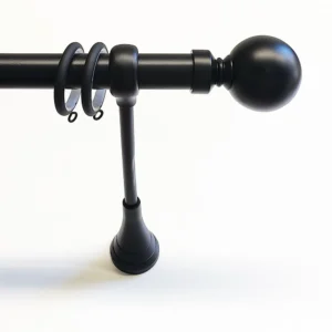 Gordijnroede set bol wand zwart 28mm